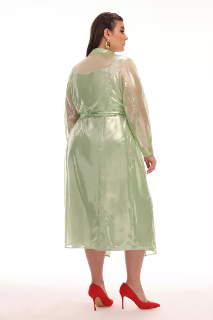 Платье рубашка из оливкового шифона