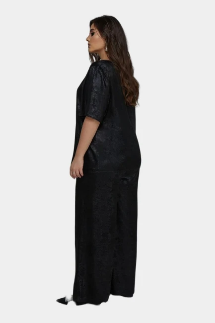 Брюки палаццо с металлизированным эффектом – фото – Plus Size 50–64 – Моно-Стиль