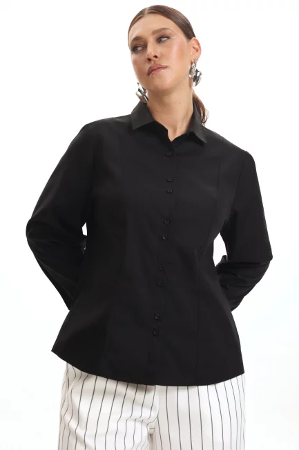 Рубашка slim черного цвета с рельефами на рост 172