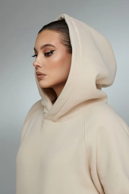 Худи relaxed fit бежевого цвета с начесом