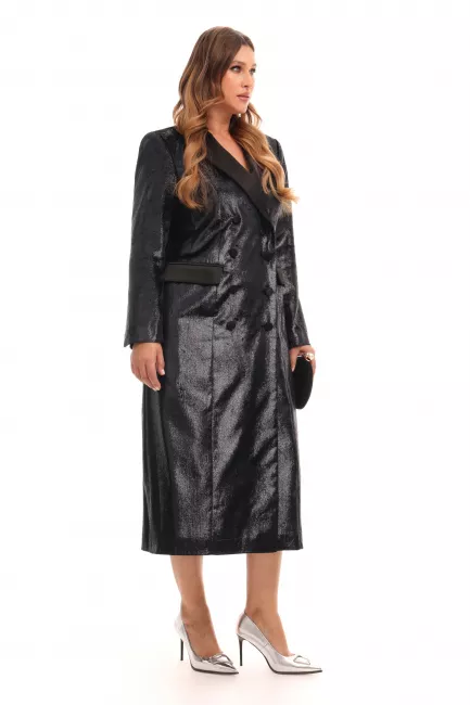 Платье смокинг из ламе длиной макси