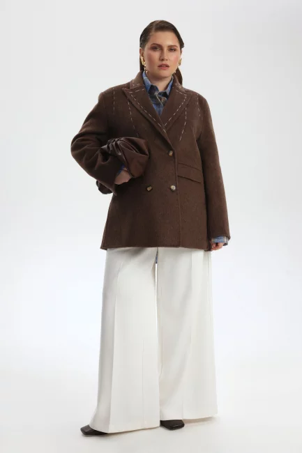 Полупальто жакет из шерсти с акцентными швами