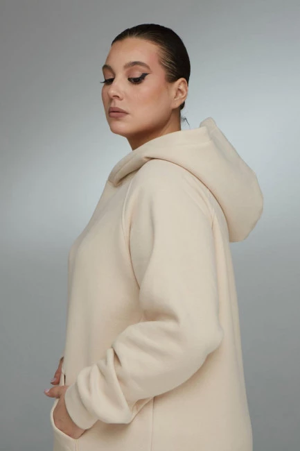 Худи relaxed fit бежевого цвета с начесом