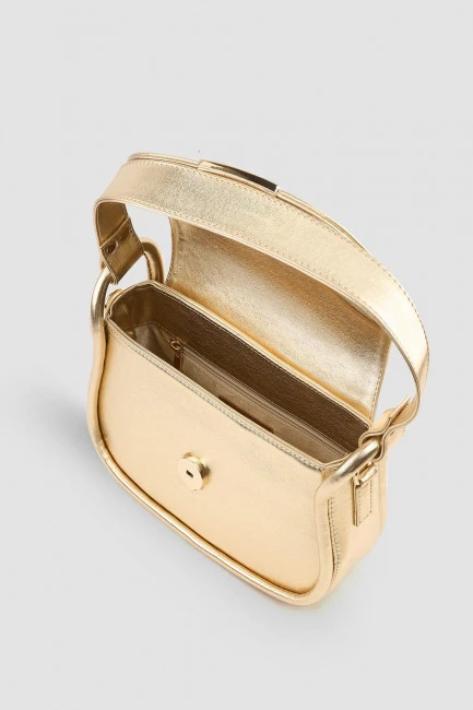 Сумка сэдл из экокожи с золотым блеском