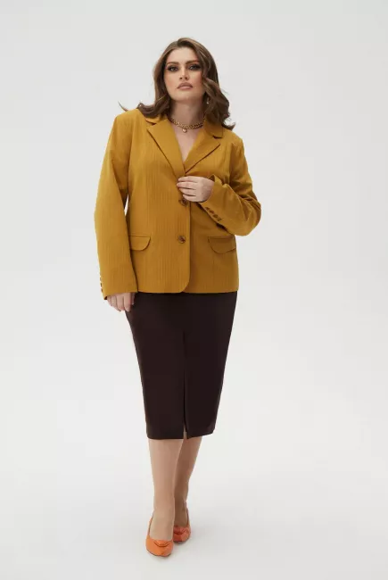 Жакет горчичного цвета с принтом полоска