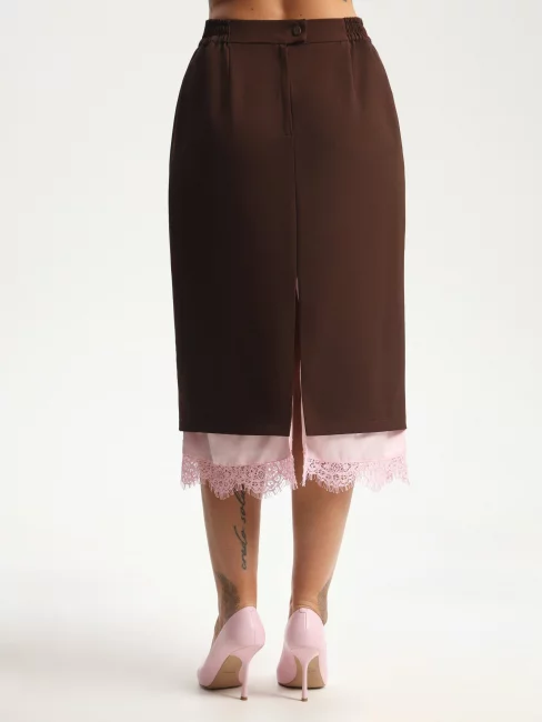 Юбка карандаш с подкладкой и кружевом