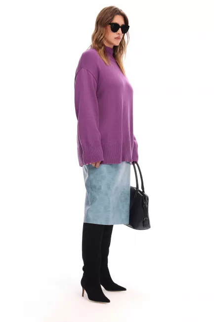 Фиолетовый джемпер relaxed fit из смесового хлопка Фиолетовый джемпер relaxed fit из смесового хлопка