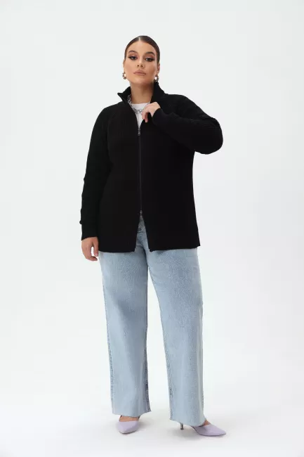 Кардиган на молнии из вязаного хлопкового трикотажа