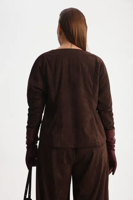 Свитшот из экозамши с молнией