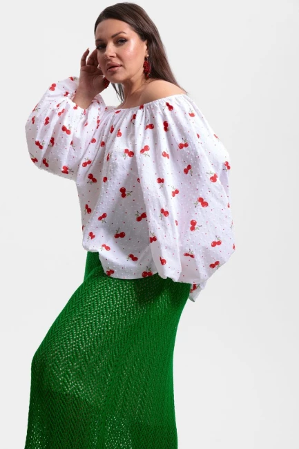 Блузка кантри с английской вышивкой – фото – Plus Size 50–64 – Моно-Стиль