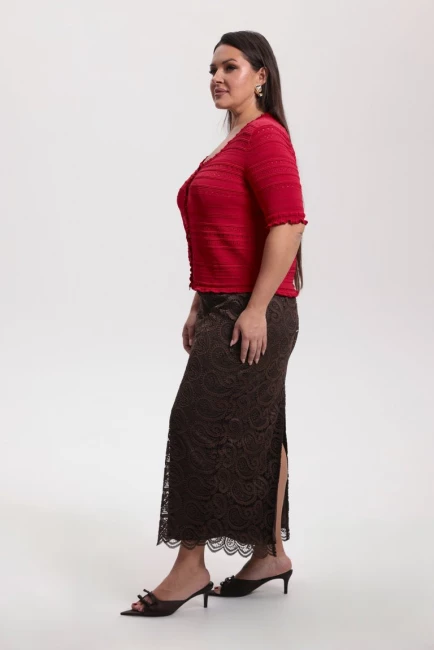 Юбка карандаш макси из кружева на подкладке – фото – Plus Size 50–64 – Моно-Стиль