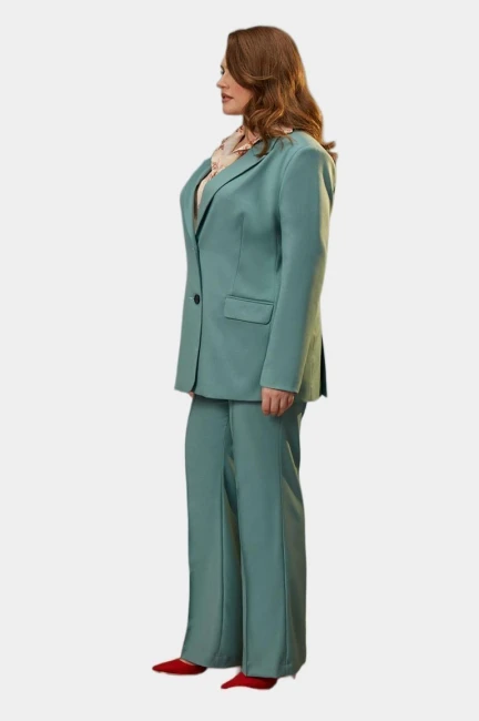 Брюки клеш мятного цвета – фото – Plus Size 50–64 – Моно-Стиль
