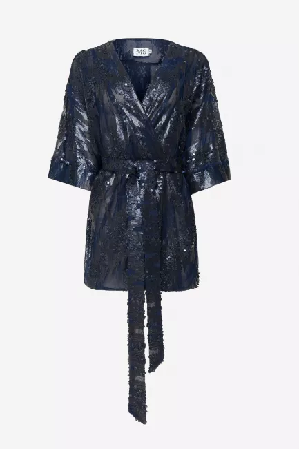 Блуза кимоно с пайетками на подкладке сетка