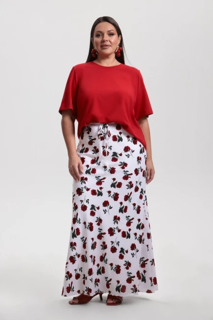 Юбка слип с принтом розы и подкладкой – фото – Plus Size 50–64 – Моно-Стиль