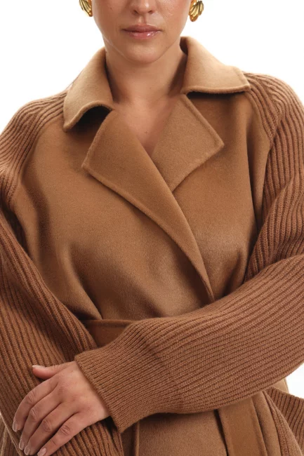 Комбинированное пальто с добавлением кашемира