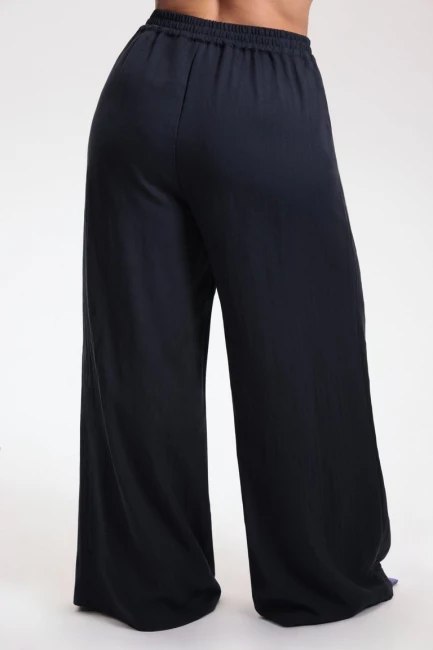 Брюки палаццо из темно-синего льна – фото – Plus Size 50–64 – Моно-Стиль