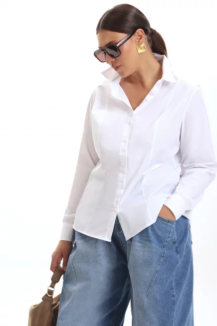 Рубашка slim из хлопка белого цвета на рост 164