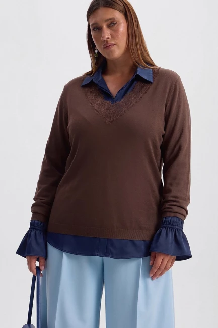 Вязаный пуловер с кружевом – фото – Plus Size 50–64 – Моно-Стиль