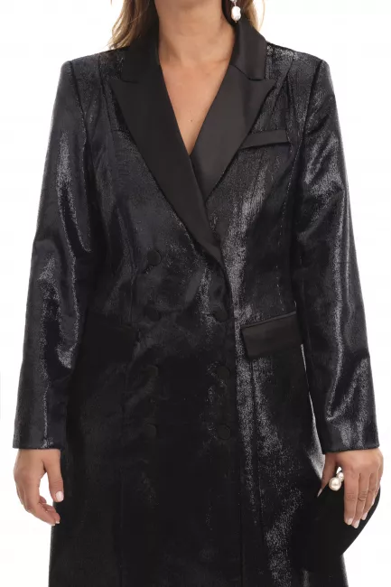 Платье смокинг из ламе длиной макси