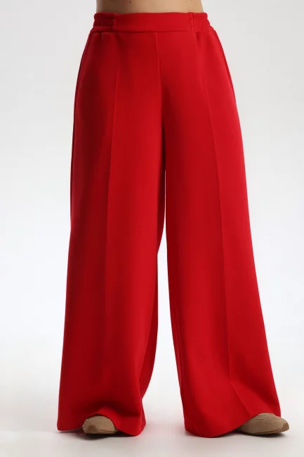 Красные брюки палаццо трикотаж