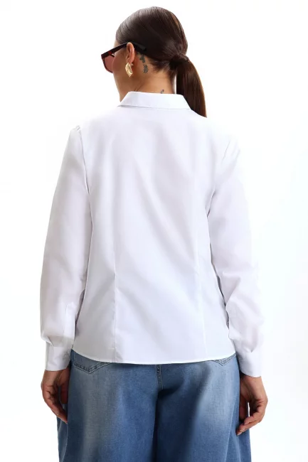 Рубашка slim из смесового белого хлопка на рост 172