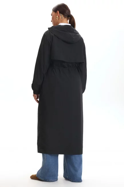 Плащ пыльник с капюшоном и подкладкой сетка