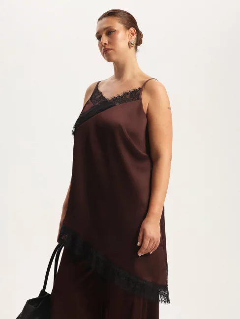 Туника с кружевом и тонкими лямками