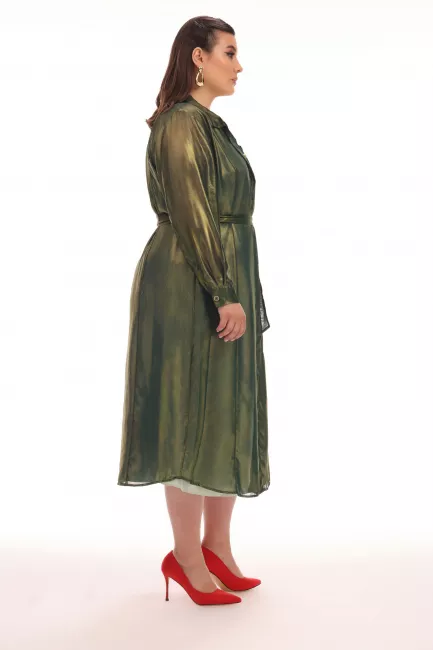 Платье рубашка из шифона с металлизированным блеском