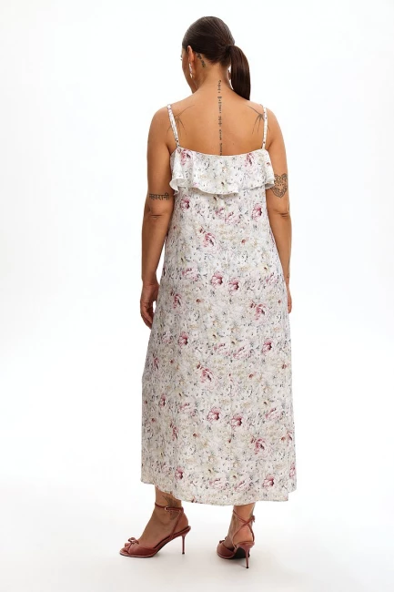 Платье на лямках с воланом из поливискозы – фото – Plus Size 50–64 – Моно-Стиль