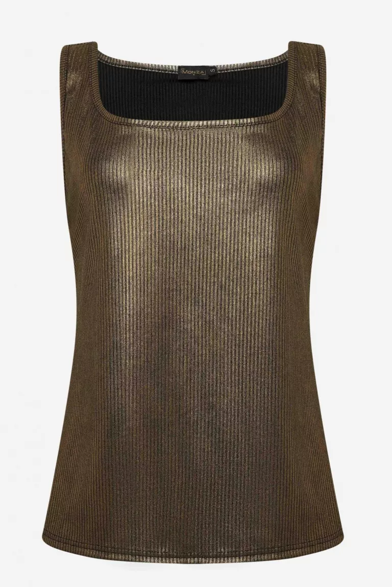 Топ в рубчик с золотой метализированной нитью Топ в рубчик с золотой метализированной нитью