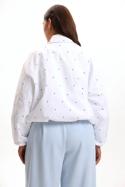 Бомбер с принтом горох