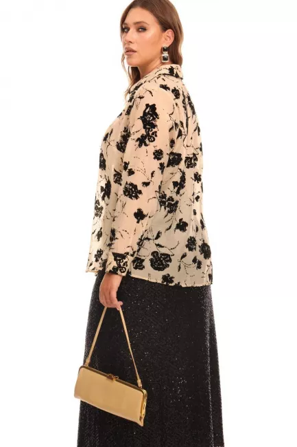 Блузка с набивным бархатным принтом