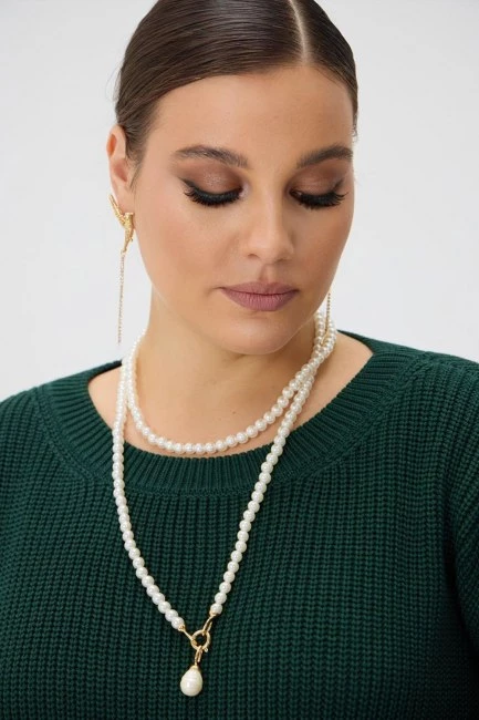 Джемпер из смесового вязаного хлопка с круглым вырезом