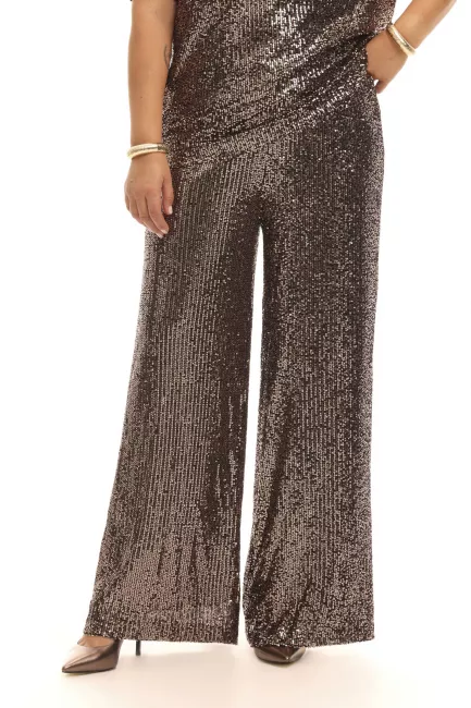Палаццо с пайетками в оттенке бронза и подкладкой