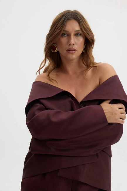 Жакет с шалевым воротником и поясом – фото – Plus Size 50–64 – Моно-Стиль