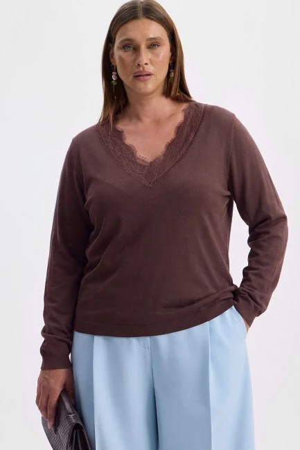 Вязаный пуловер с кружевом – фото – Plus Size 50–64 – Моно-Стиль