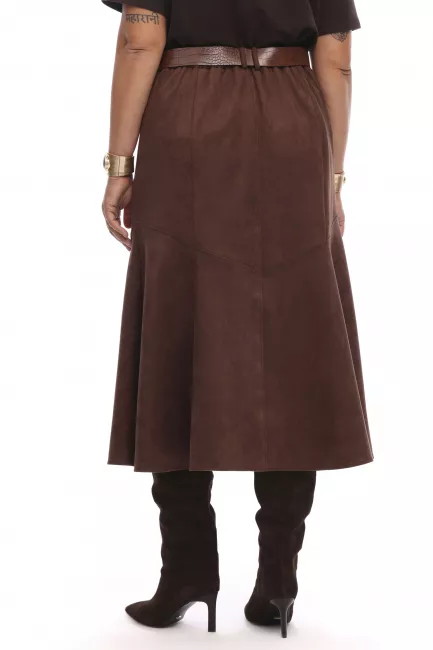 Юбка годе из экозамши длиной макси