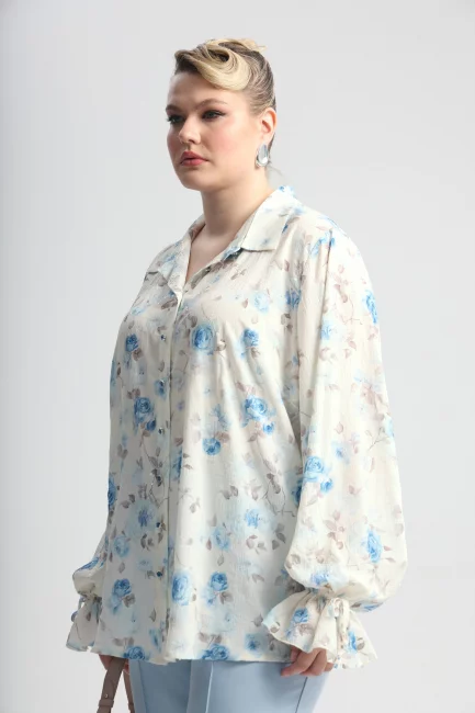 Блузка из поливискозы с цветочным принтом