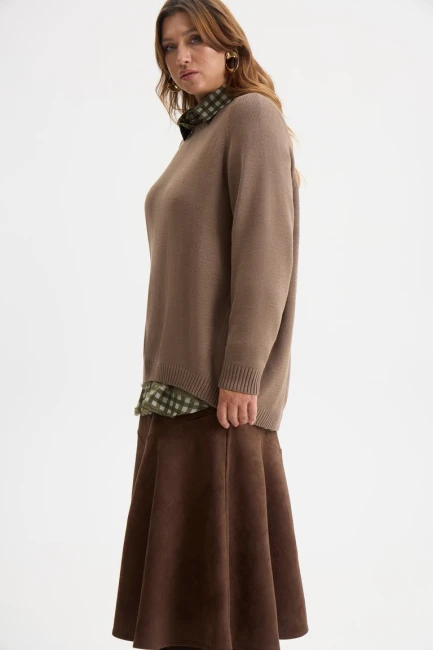 Джемпер с круглым вырезом из вискозы – фото – Plus Size 50–64 – Моно-Стиль
