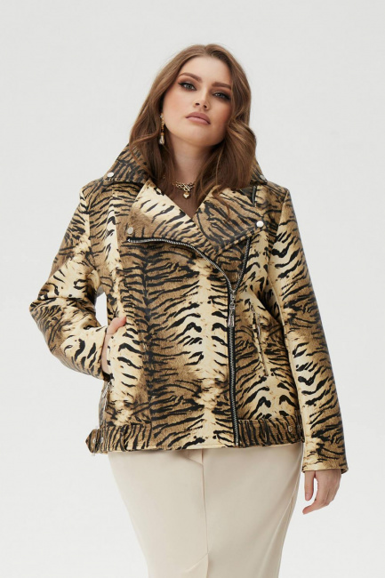 Куртка косуха из экокожи с принтом зебра