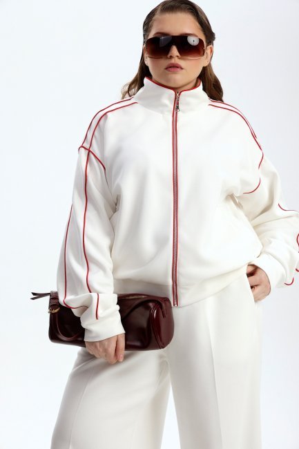 Свитшот на молнии с воротником стойка и палаццо