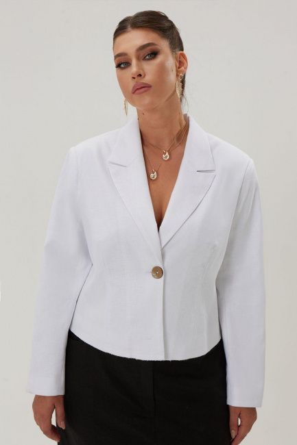 Белый льняной спенсер пиджак