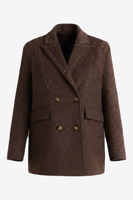 Полупальто жакет из шерсти с акцентными швами
