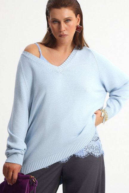 Голубой пуловер из смесовой вискозы