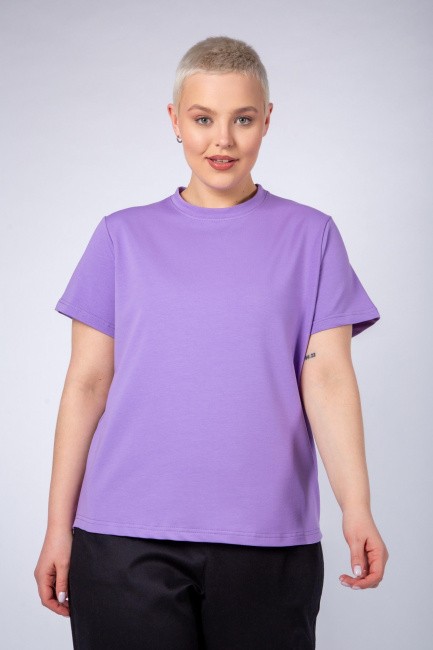 Базовая футболка фиолетового цвета с круглым вырезом