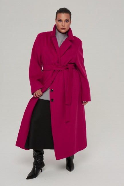 Приталенное пальто жакет из смесовой шерсти на крупную женскую фигуру плюс сайз 