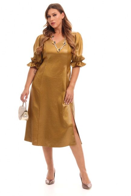 Платье с боковым разрезом и эффектом лаке