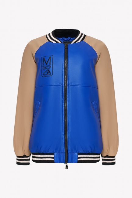 Бомбер из комбинированной экокожи