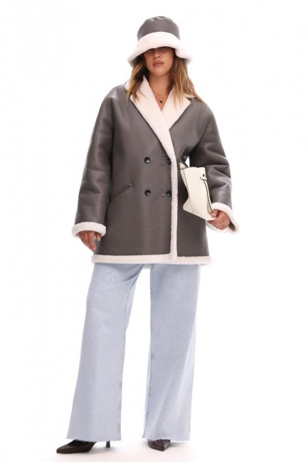 Дубленка из мериноса на экокоже наппа