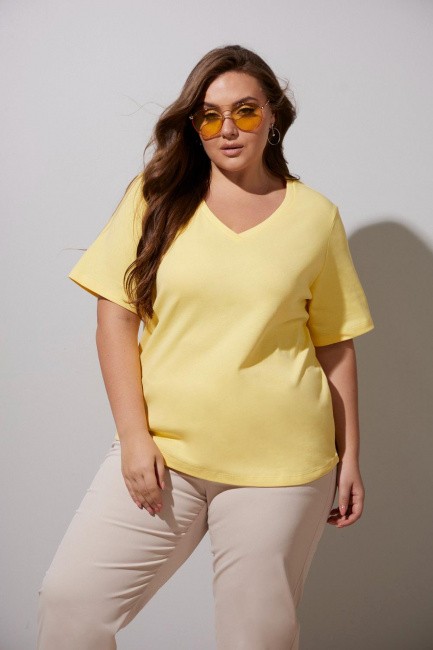 Базовая футболка relaxed fit с "V"-вырезом цвет банан